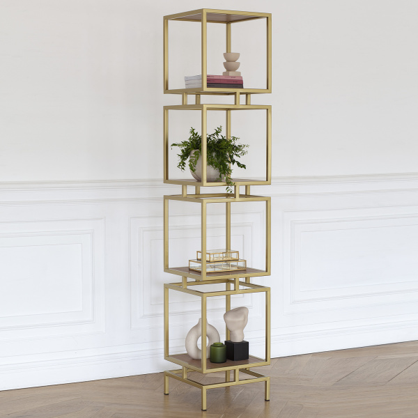 Стеллаж CUBIC-4, золотой, ЛДСП Робиния, 40x40x196,5 Стеллаж CUBIC-4, золотой, ЛДСП Робиния, 40x40x196,5