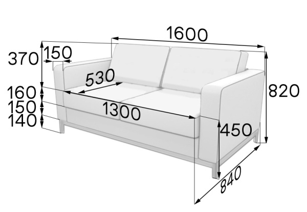MVK19534 Диван 2-местный Ben2-2 Ecotex brown