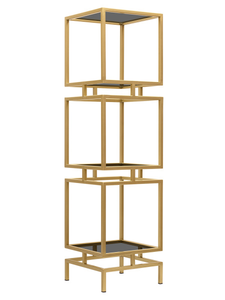 Стеллаж CUBIC-3, золотой, тонированное стекло, 40x40x150,5