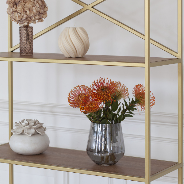 Стеллаж KARIN-800, золотой, ЛДСП Робиния, 80x30x175 Стеллаж KARIN-800, золотой, ЛДСП Робиния, 80x30x175