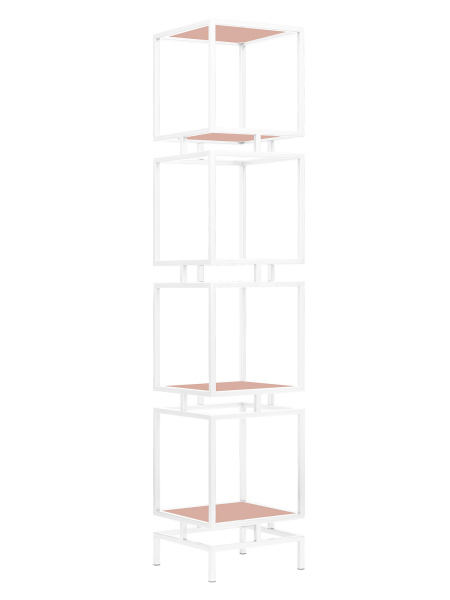 Стеллаж CUBIC-4, белый, ЛДСП Розовый антик, 40x40x196,5