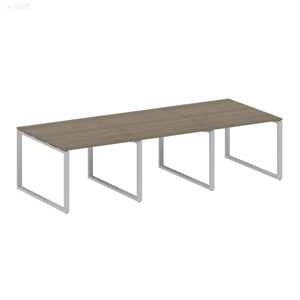 Metal System Переговорный стол 3 столешницы на О-оразном м/к БО.ПРГ-3.1 Вяз Благородный/Металл Серый 3000x1235x750