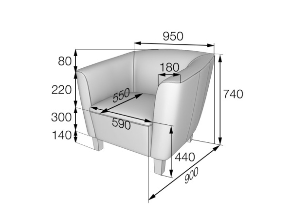 MVK15516 Кресло Ох1 Ecotex black MVK15516 Кресло Ох1 Ecotex black
