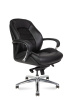 Кресло офисное / Porsche LB / черная кожа/ алюминий крестовина