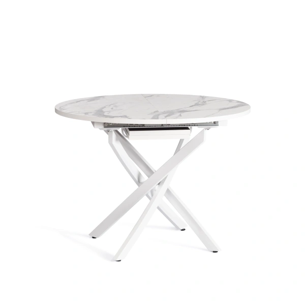 Стол MANZANA ЛДСП/HPL/металл, 100 х 100+30 х 75 см, Мрамор светлый/белый Стол MANZANA ЛДСП/HPL/металл, 100 х 100+30 х 75 см, Мрамор светлый/белый