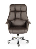 Кресло офисное / Президент / сталь + хром / темно-коричневая экокожа