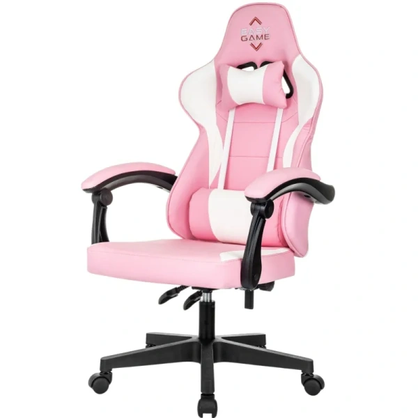 Кресло VB_Echair Easy Game-907 LT PU экокожа розовый/белый, пластик