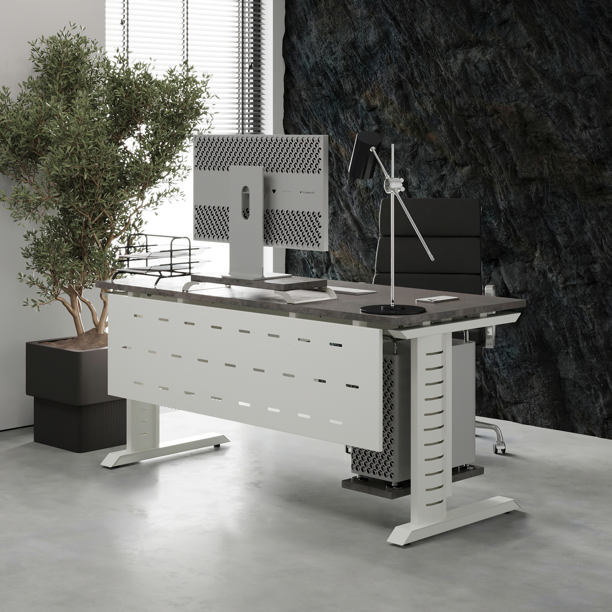 Стол офисный Kobor L2-140/60 white/chicago