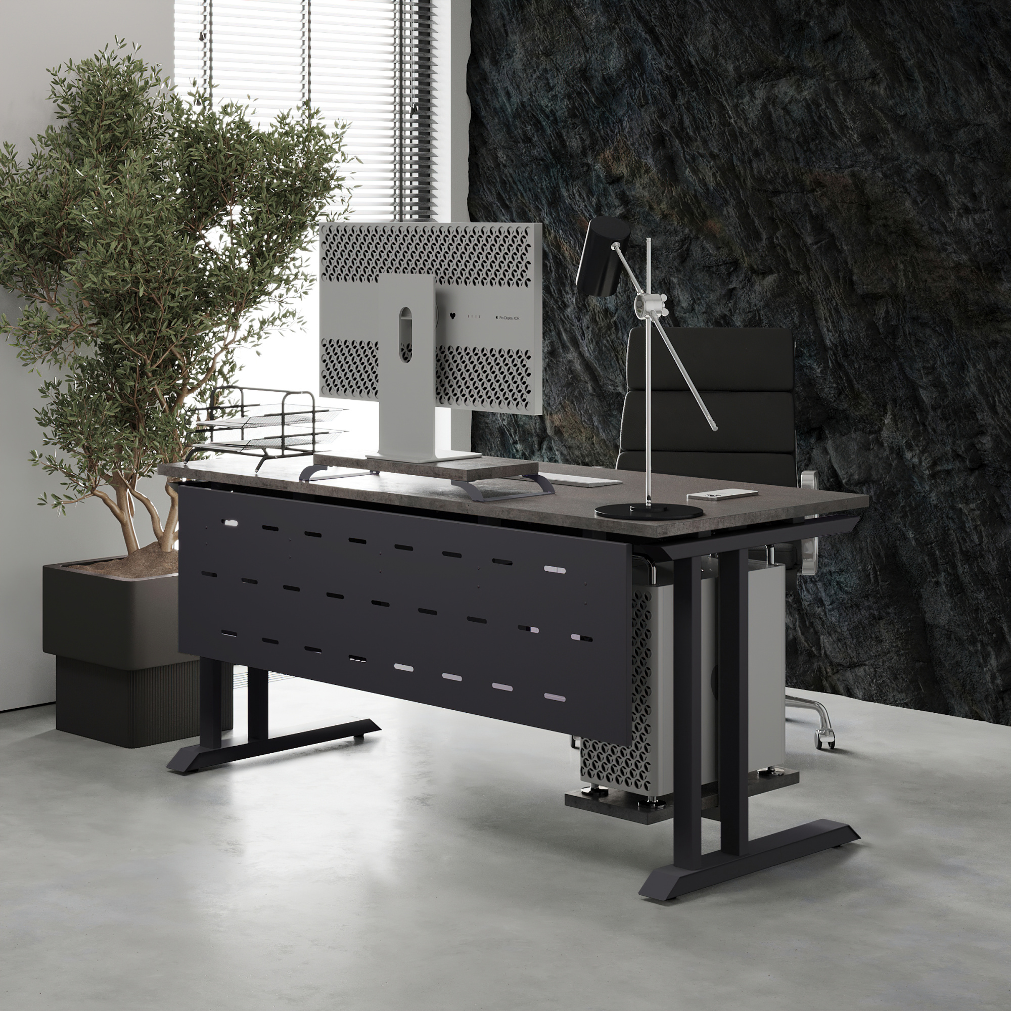 Стол офисный Kobor L1-120/80 graphite/chicago Стол офисный Kobor L1-120/80 graphite/chicago