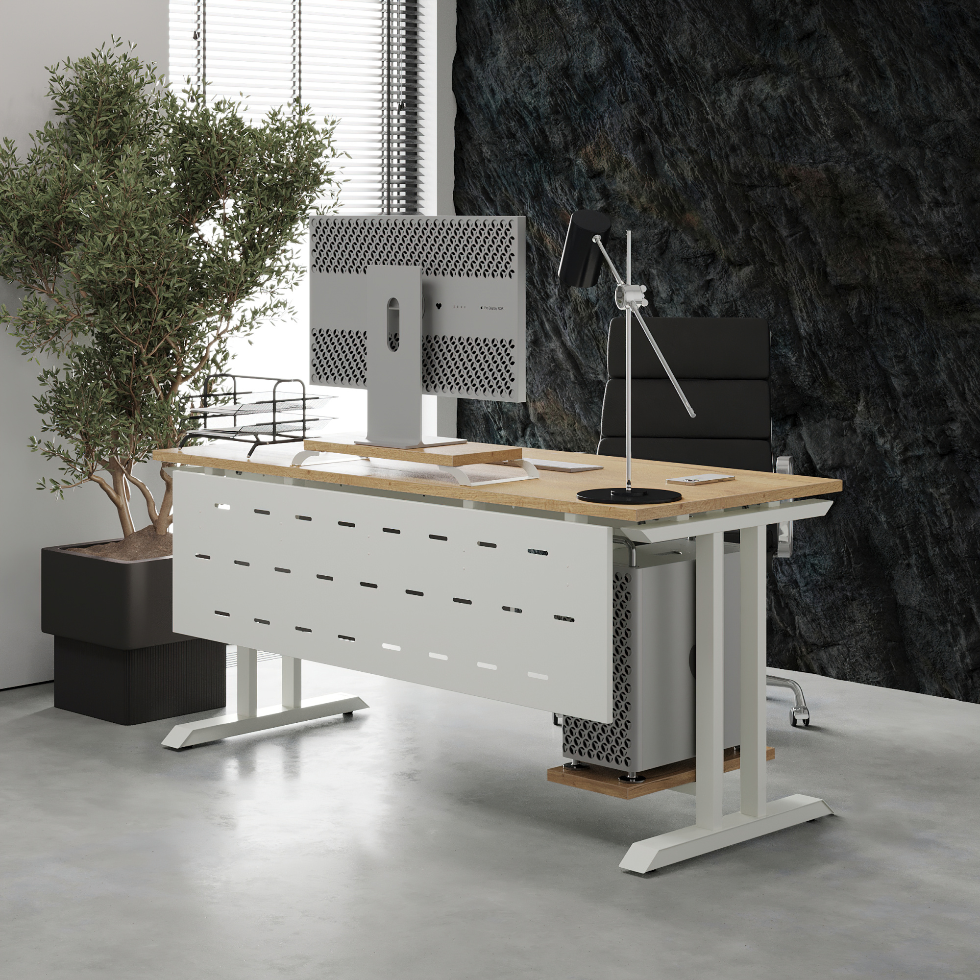 Стол офисный Kobor T-120/70 white/natural