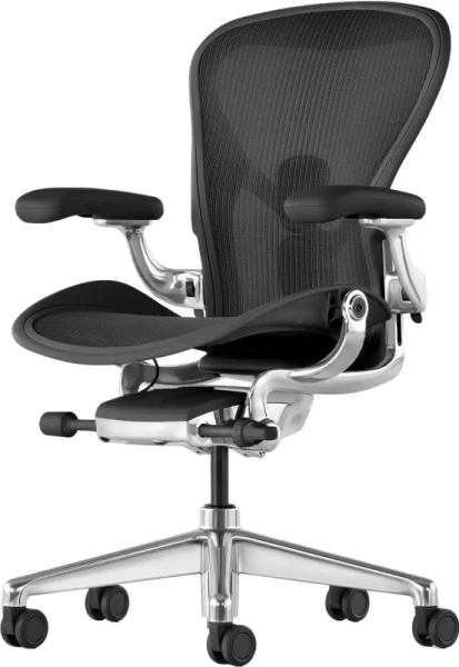 Кресло Herman Miller Aeron Graphite / Polished Aluminum, размер A Кресло Herman Miller Aeron Graphite / Polished Aluminum, размер A
