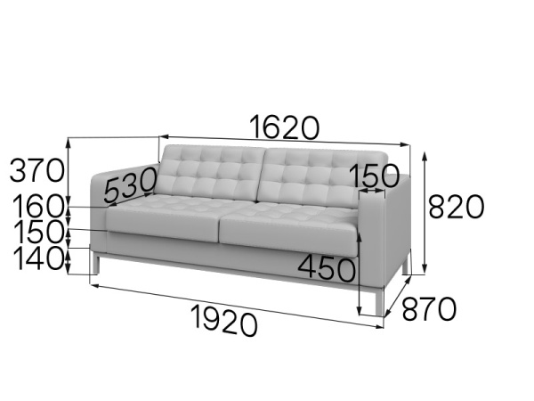 MVK59006 Диван 3-местный МК Kos3M-mk Ecotex black