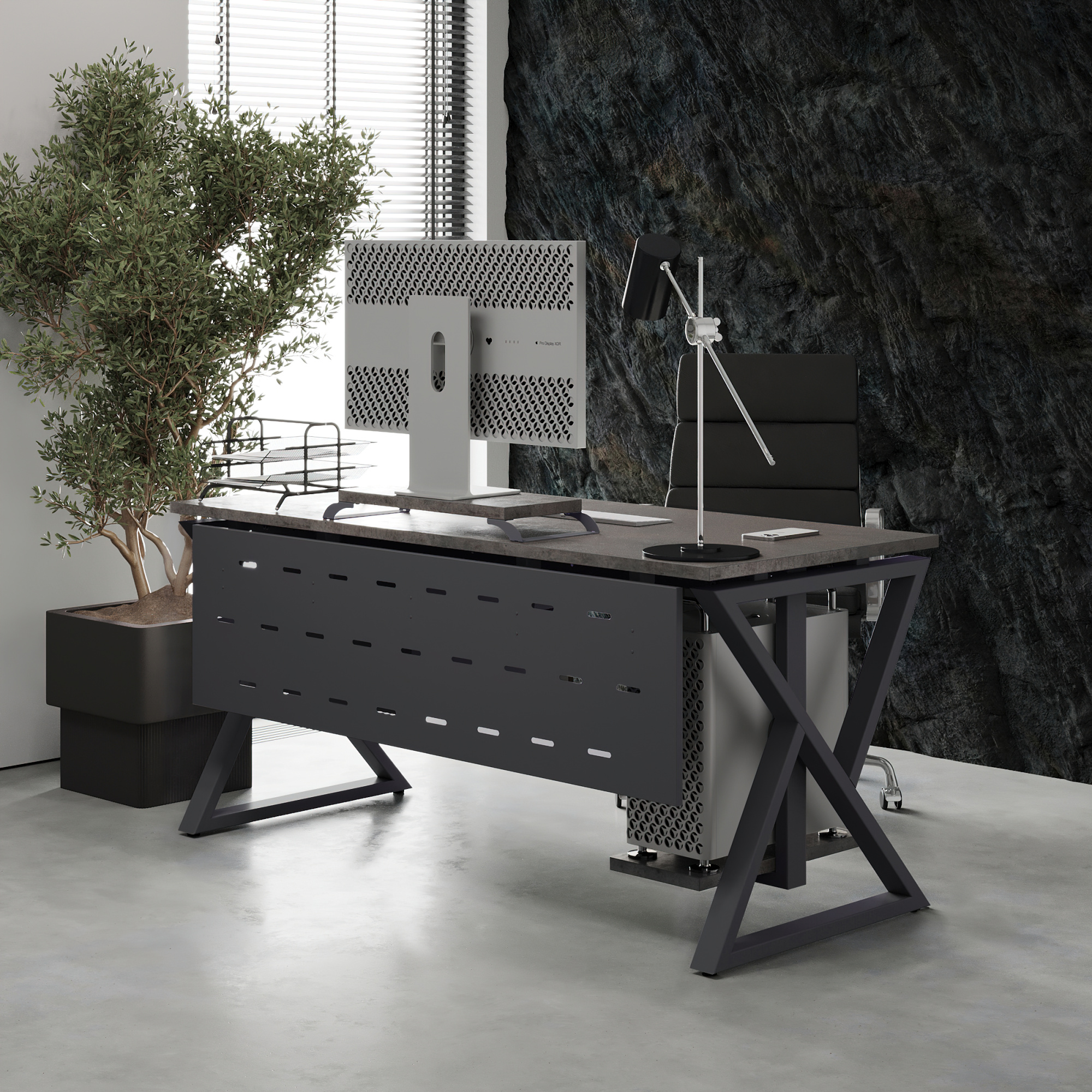 Стол офисный Kobor W-140/60 graphite/chicago Стол офисный Kobor W-140/60 graphite/chicago