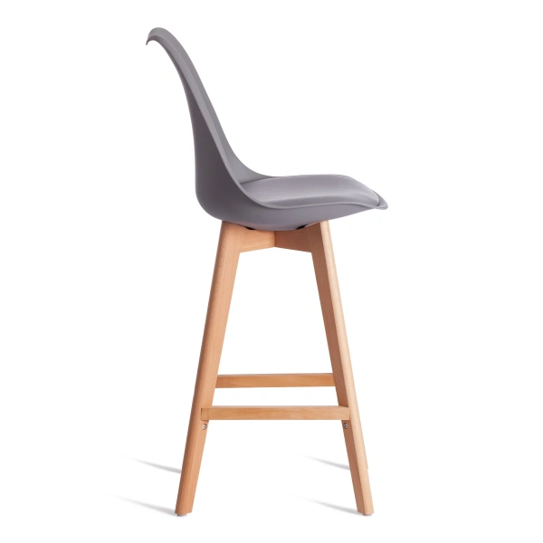 Стул барный TULIP BAR (mod. C1014H-1) / 2 шт. в упаковке пластик/дерево, 42 х 47,5 х 104 см, Grey (серый) 92717 / натуральный