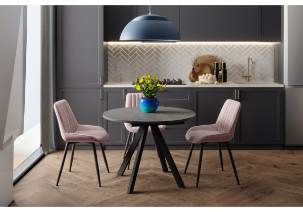 Стол деревянный Трейси 90(120)х90х75 бетон / черный Стол деревянный Трейси 90(120)х90х75 бетон / черный