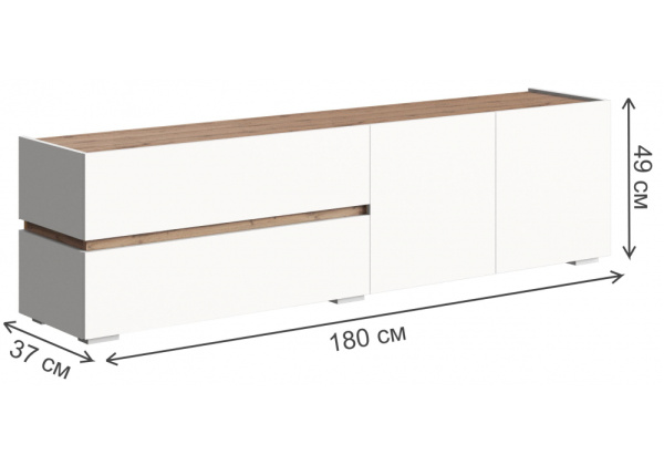 ТВ-тумба Атлон белый / дуб вотан