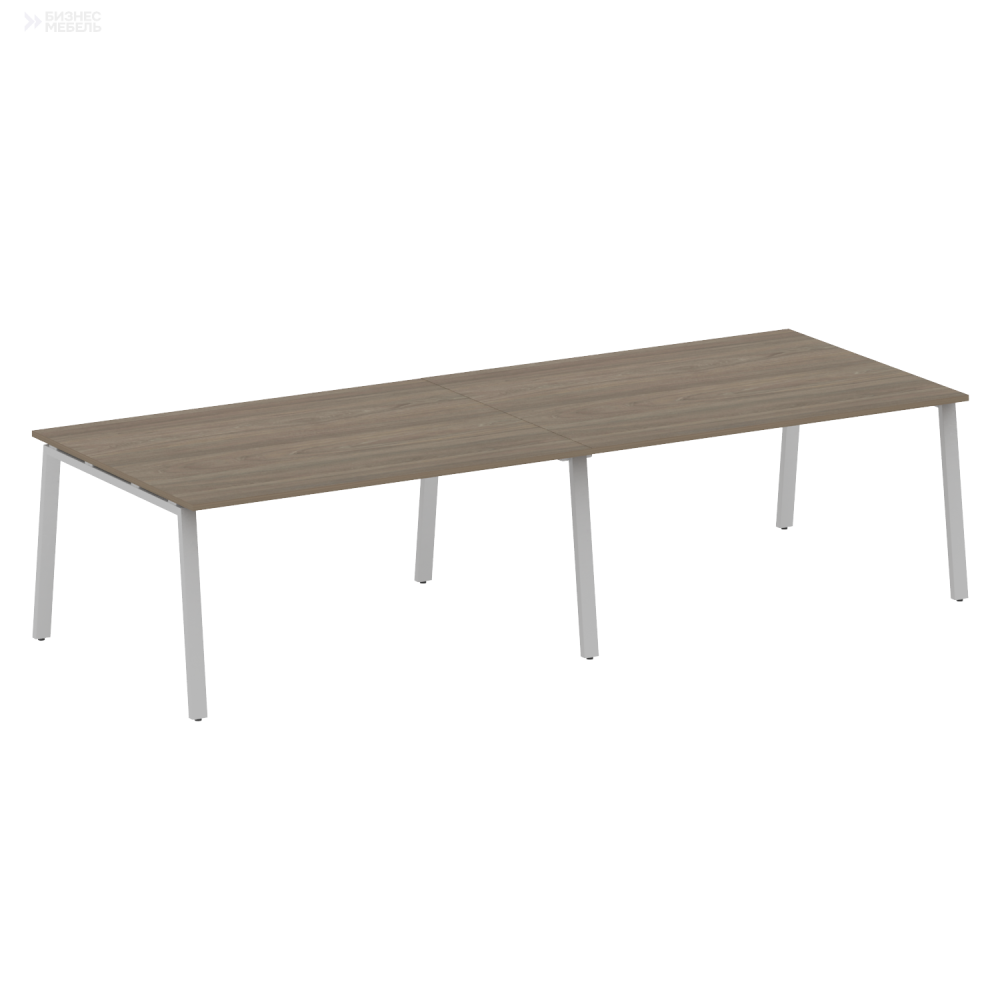 Metal System Переговорный стол 2 столешницы на А-образном м/к БА.ПРГ-2.4 Вяз Благородный/Металл Серый 3200x1235x750