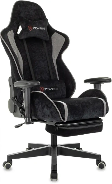 Кресло игровое Zombie Drift/F черный/серый крестов. пластик подст.для ног