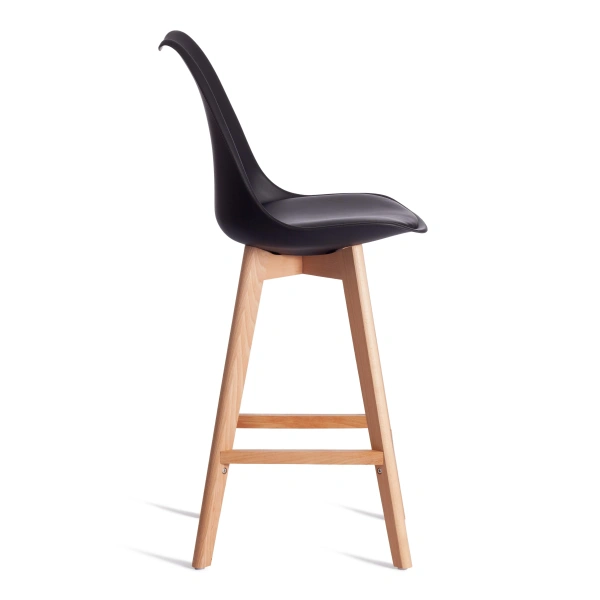 Стул барный TULIP BAR (mod. C1014H-1) / 2 шт. в упаковке пластик/дерево, 42 х 47,5 х 104 см, Black (Черный) 3010/ натуральный