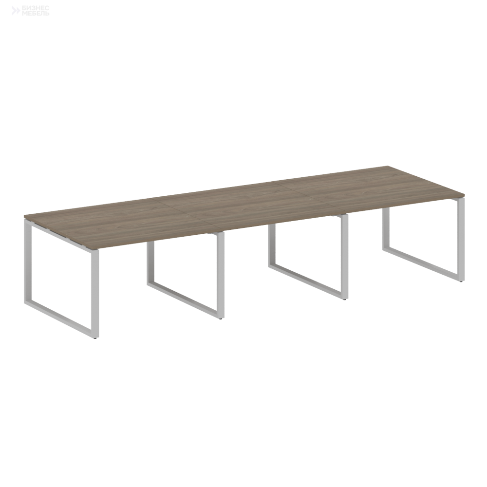 Metal System Переговорный стол 3 столешницы на О-оразном м/к БО.ПРГ-3.2 Вяз Благородный/Металл Серый 3600x1235x750