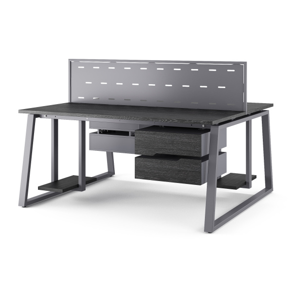 Стол офисный Kobor TR/2-120/140 graphite/wood Стол офисный Kobor TR/2-120/140 graphite/wood