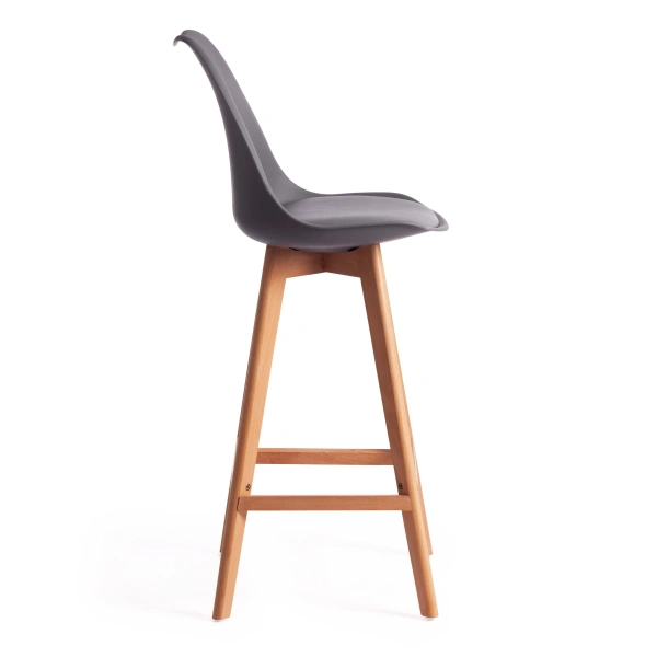 Стул барный TULIP BAR (mod. C1014H) / 1 шт. в упаковке пластик/дерево, 57 х 48 х 114 см, серый 024 /натуральный