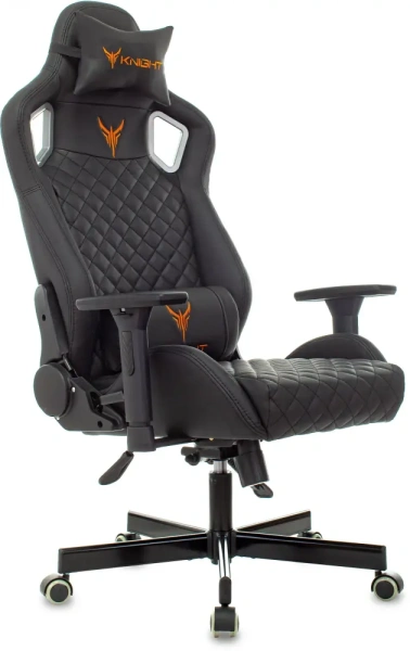 Кресло игровое Knight Outrider черный ромбик эко.кожа с подголов. крестов. металл