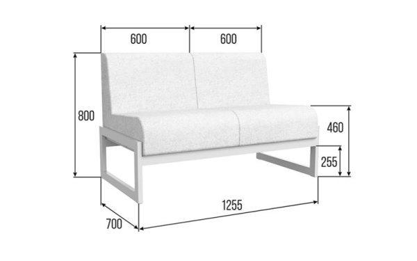 Module Диван двухместный MD.D2 Oregon 03/Металл Черный 125.5х70х80см