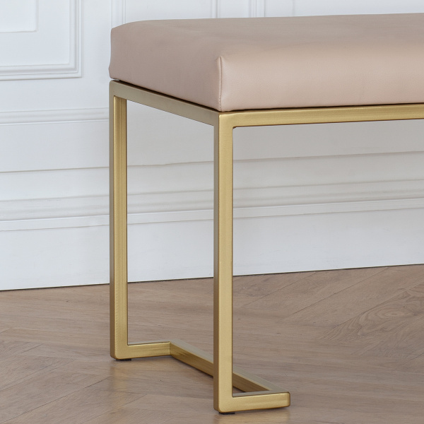 Банкетка OMEGA MINI, золотая, экокожа Light Beige, 85x40x45