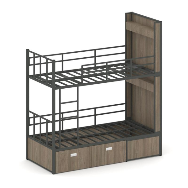 Overnight Кровать 2-х ярусная ON.K2-001 Вяз Благородный/Металл Антрацит 2075*950*2260 Overnight Кровать 2-х ярусная ON.K2-001 Вяз Благородный/Металл Антрацит 2075*950*2260