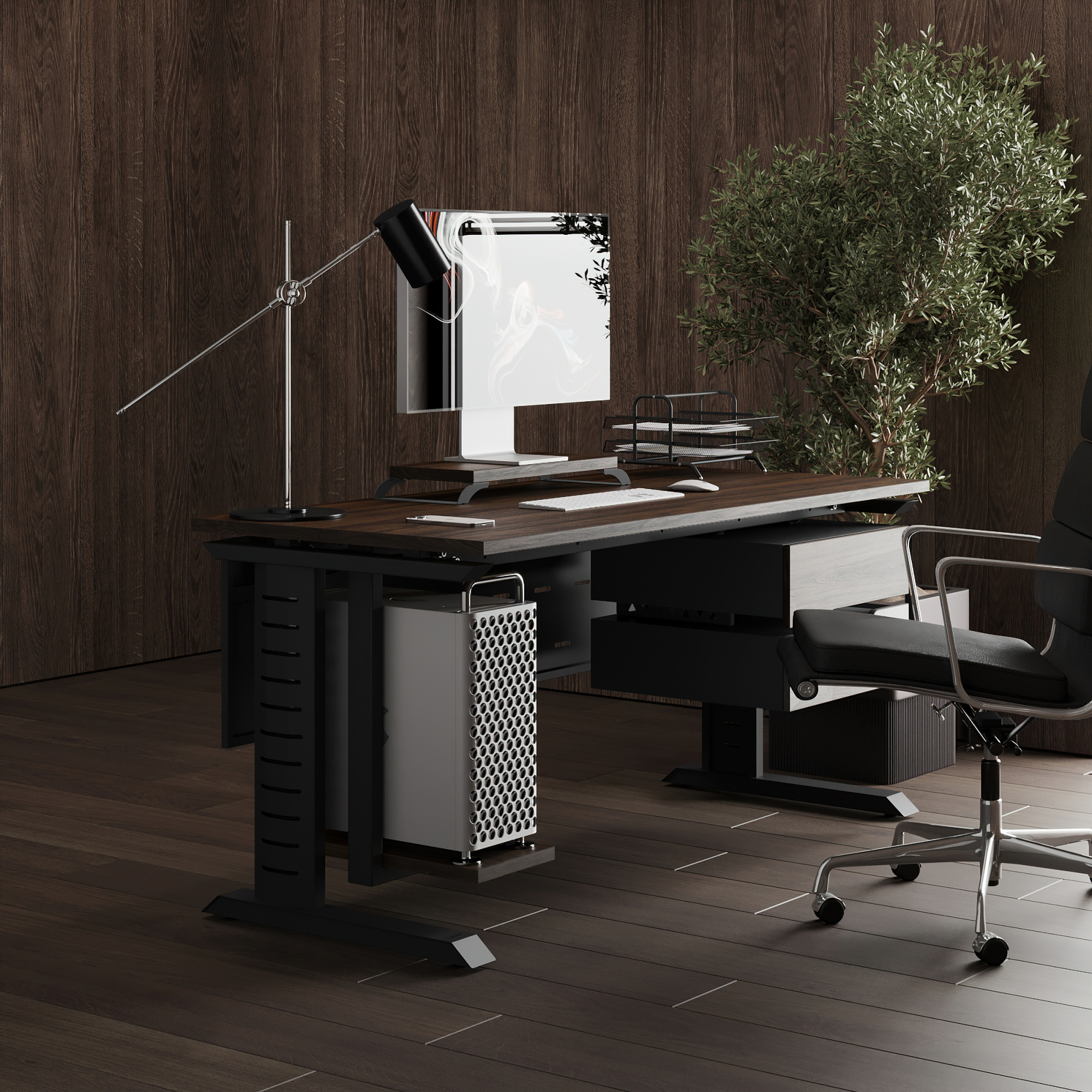 Стол офисный Kobor L2-120/70 black/charlston