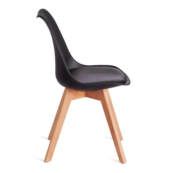 Стул TULIP (mod. 73-1) дерево/пластик/экокожа, 47,5x55x80 см, Черный (Black)