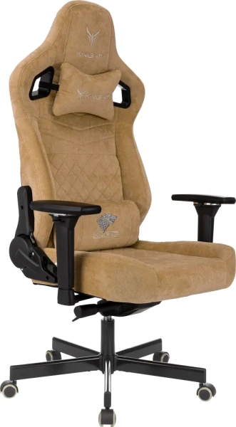 Кресло игровое Knight Hunter горчичный Velvet 73 иск.замша крестов. металл
