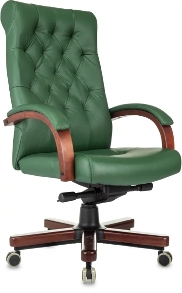 Кресло руководителя Бюрократ T-9928Walnut зеленый кожа крестов. металл/дерево Кресло руководителя Бюрократ T-9928Walnut зеленый кожа крестов. металл/дерево