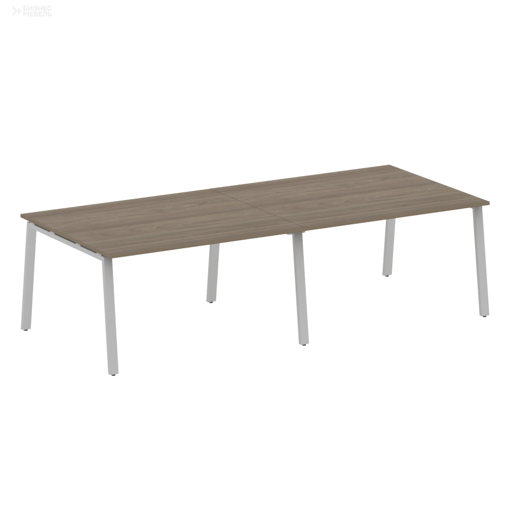 Metal System Переговорный стол 2 столешницы на А-образном м/к БА.ПРГ-2.3 Вяз Благородный/Металл Серый 2800x1235x750