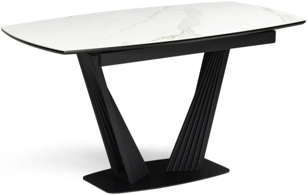 Керамический стол Вейл 140(180)х80 белый мрамор snow white / черный