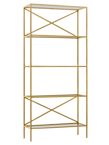Стеллаж KARIN-800, золотой, прозрачное стекло, 80x30x175 Стеллаж KARIN-800, золотой, прозрачное стекло, 80x30x175