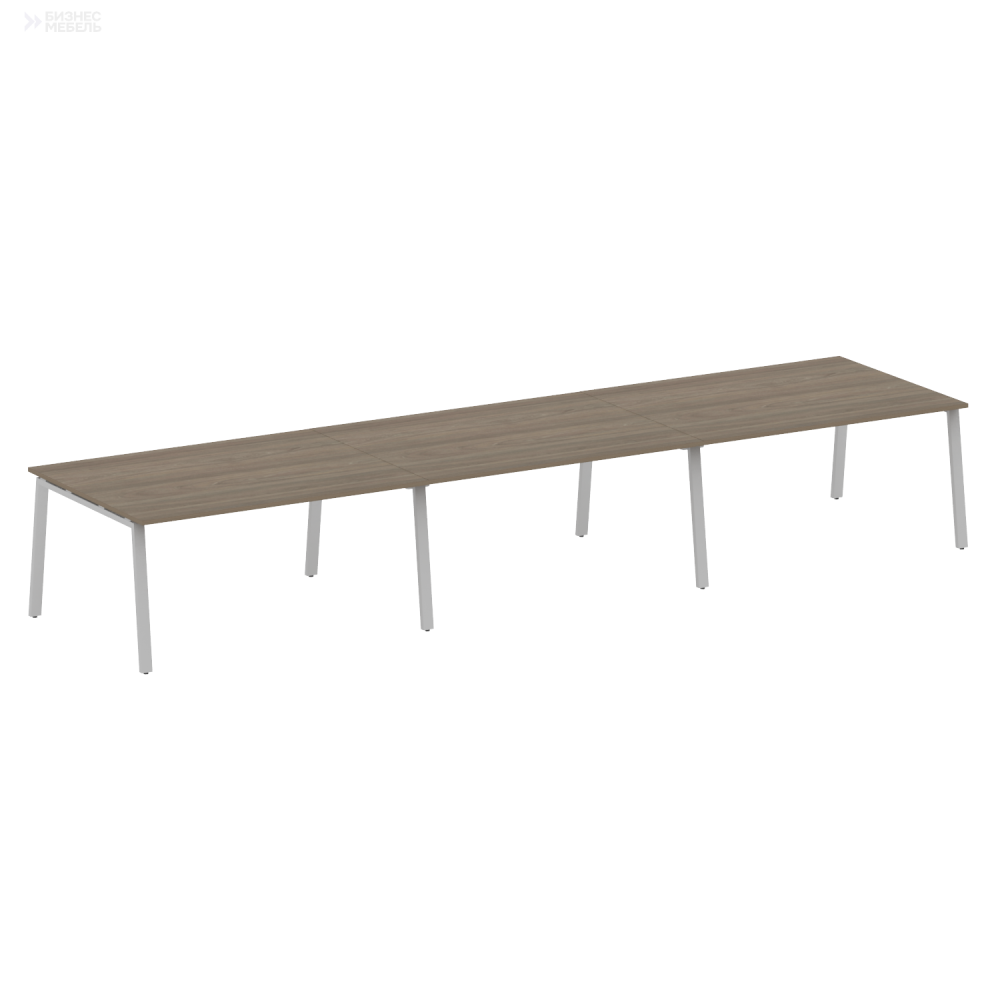 Metal System Переговорный стол 3 столешницы на А-образном м/к БА.ПРГ-3.4 Вяз Благородный/Металл Серый 4800x1235x750