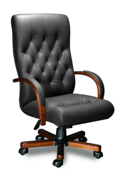 Кресло для руководителя OXFORD A Laguna (орех Тай) кожа (черная)