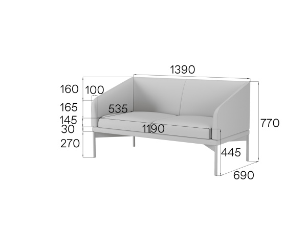 MVK61180 Диван 2-местный Dr2-2 Aura grey