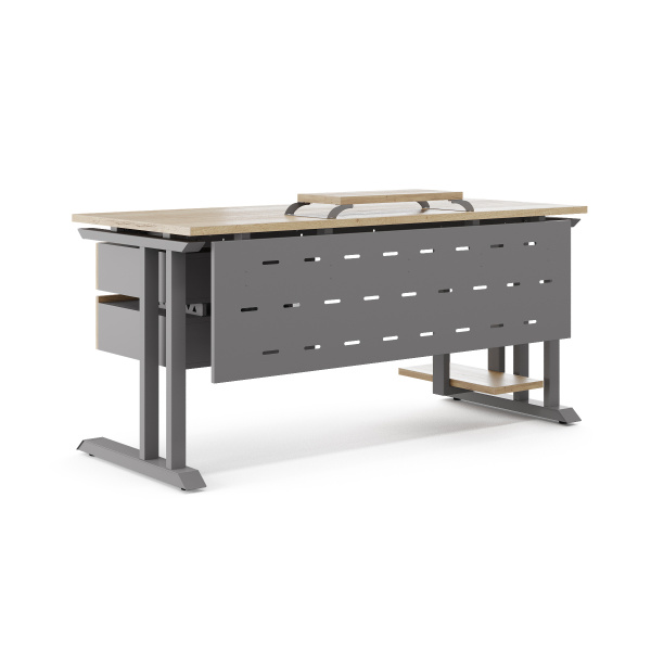 Стол офисный Kobor L1-140/80 aluminum/natural Стол офисный Kobor L1-140/80 aluminum/natural