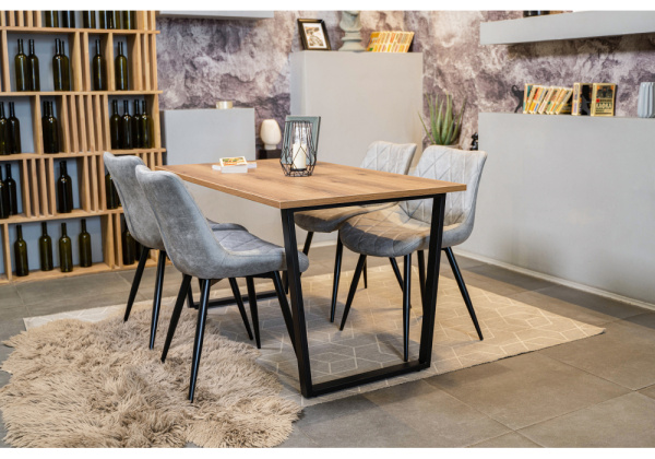 Стол деревянный Лота Лофт 140х80 черный матовый / дуб крафт золотой