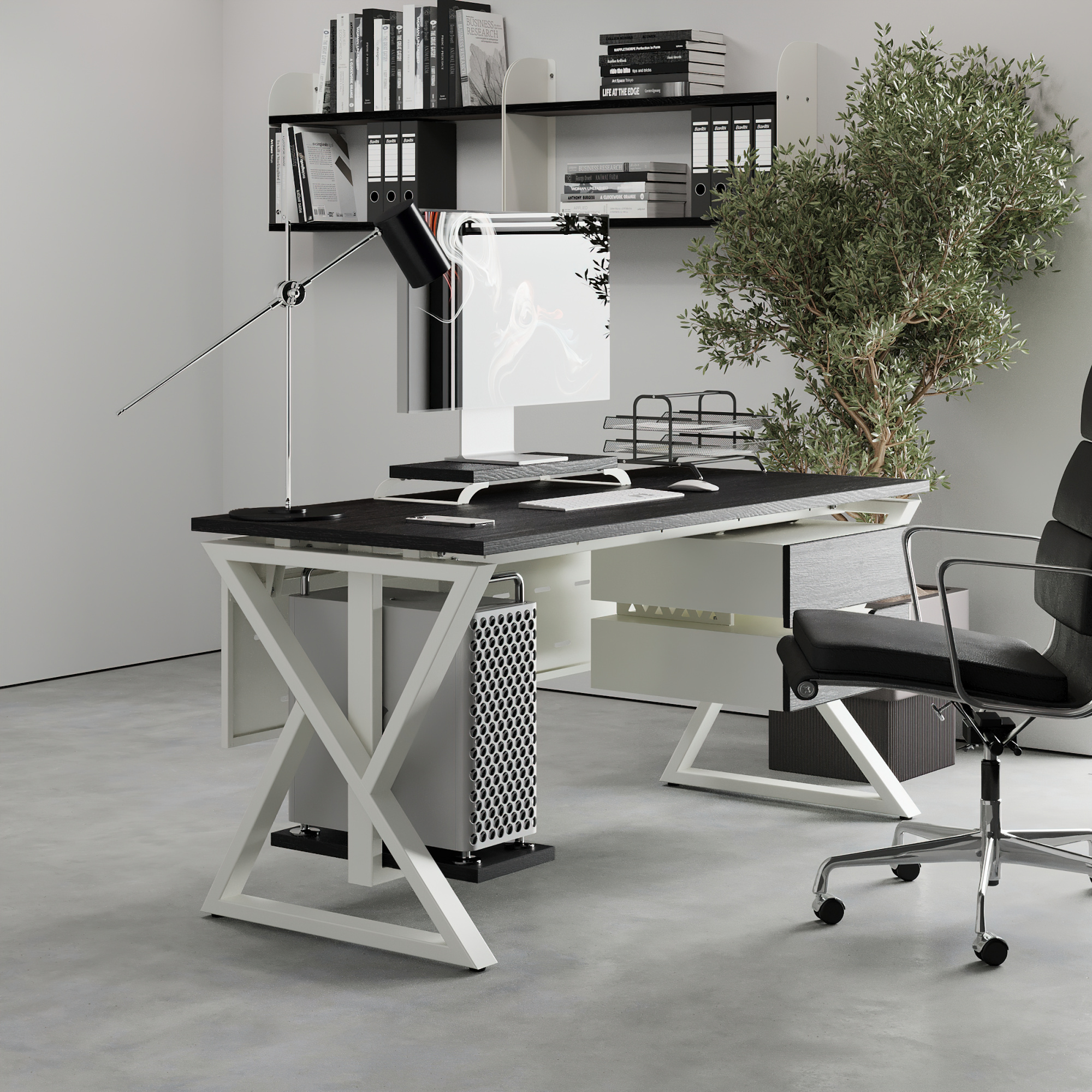 Стол офисный Kobor W-160/80 white/wood