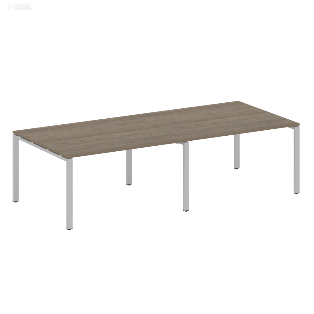 Metal System Переговорный стол 2 столешницы на П-образном м/к БП.ПРГ-2.3 Вяз Благородный/Металл Серый 2800x1235x750