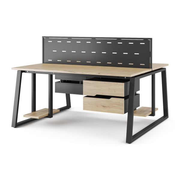 Стол офисный Kobor TR/2-100/160 black/natural Стол офисный Kobor TR/2-100/160 black/natural