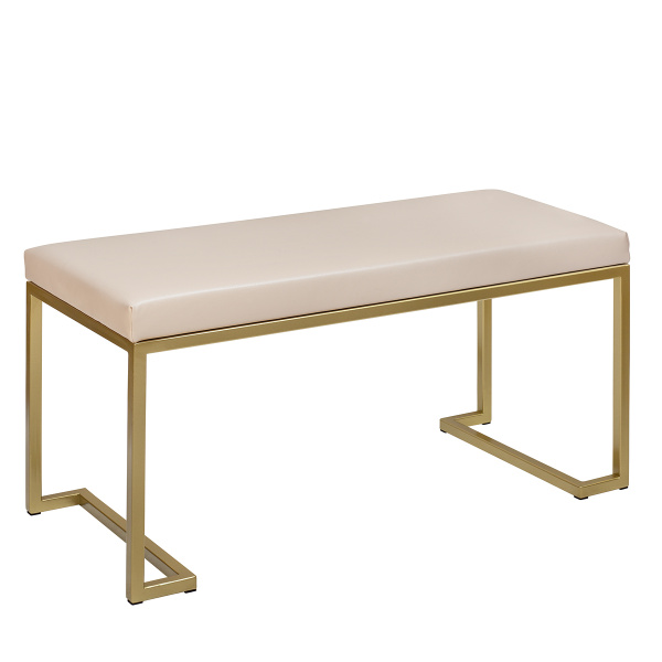 Банкетка OMEGA MINI, золотая, экокожа Light Beige, 85x40x45