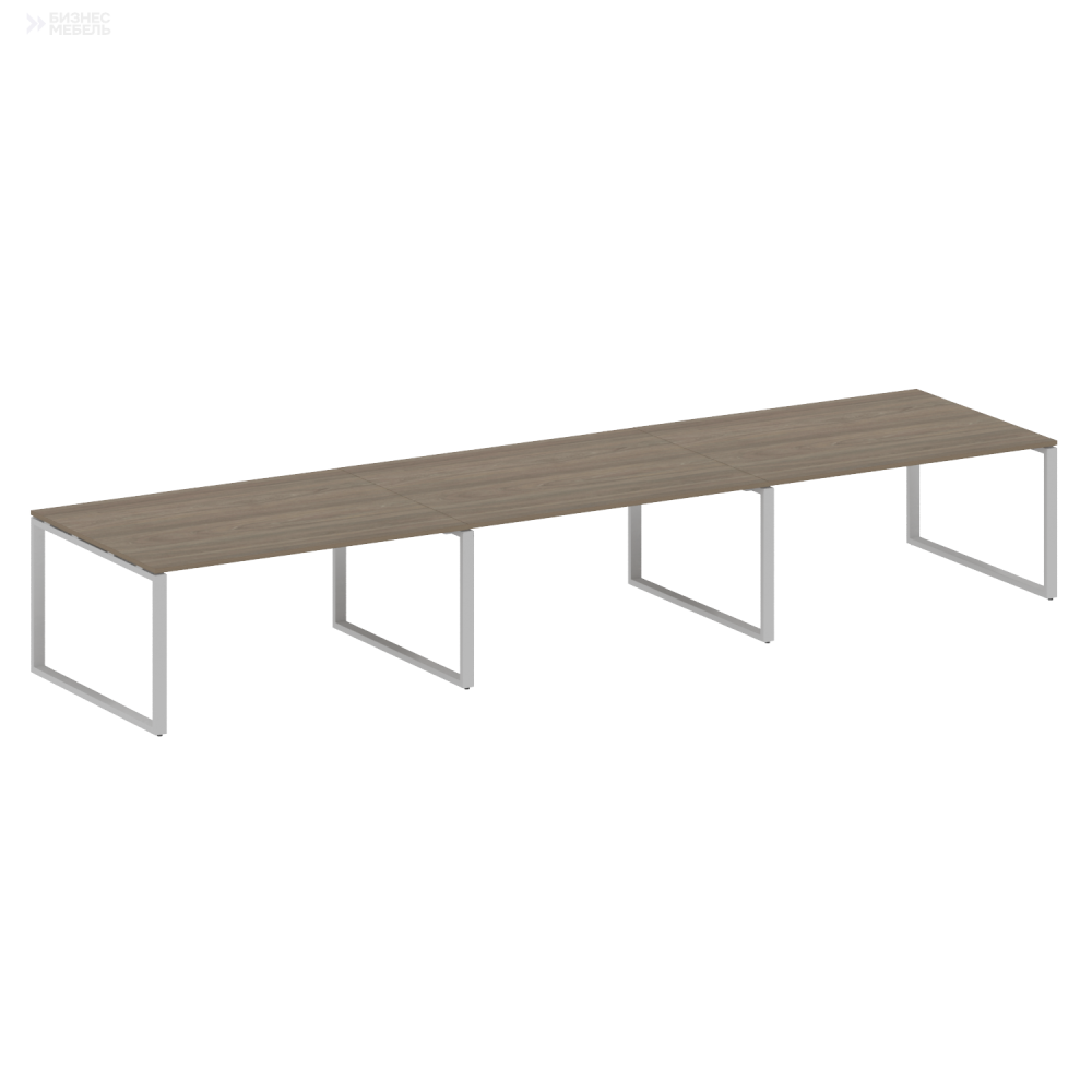 Metal System Переговорный стол 3 столешницы на О-оразном м/к БО.ПРГ-3.4 Вяз Благородный/Металл Серый 4800x1235x750