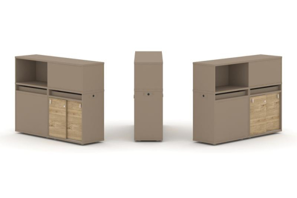 Estetica Набор №20. Тумба двойная+низкая надставка ES.NB.2N-20 Латте/Тиквуд Светлый 1500*410*1135