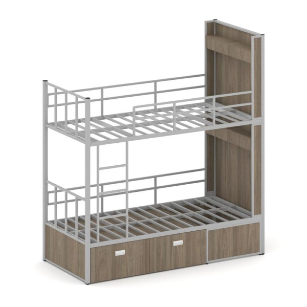 Overnight Кровать 2-х ярусная ON.K2-001 Вяз Благородный/Металл Серый 2075*950*2260