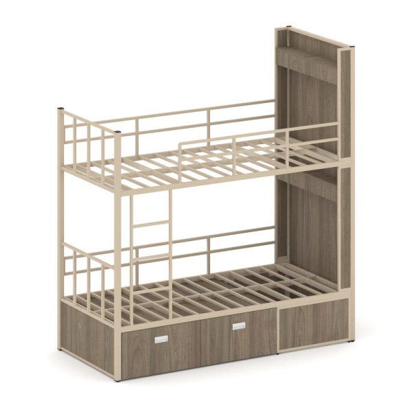 Overnight Кровать 2-х ярусная ON.K2-001 Вяз Благородный/Металл Капучино 2075*950*2260 Overnight Кровать 2-х ярусная ON.K2-001 Вяз Благородный/Металл Капучино 2075*950*2260